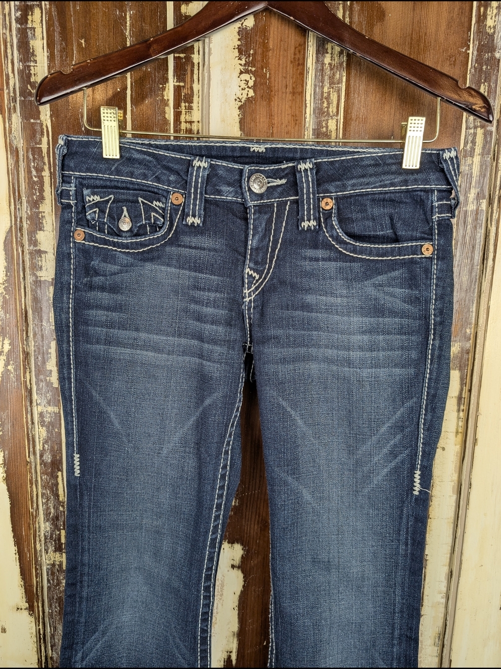 True Religion Becky Low Rise Bootcut Jeans 29 Made USA Y2K Western Denim - Picture 2 of 11